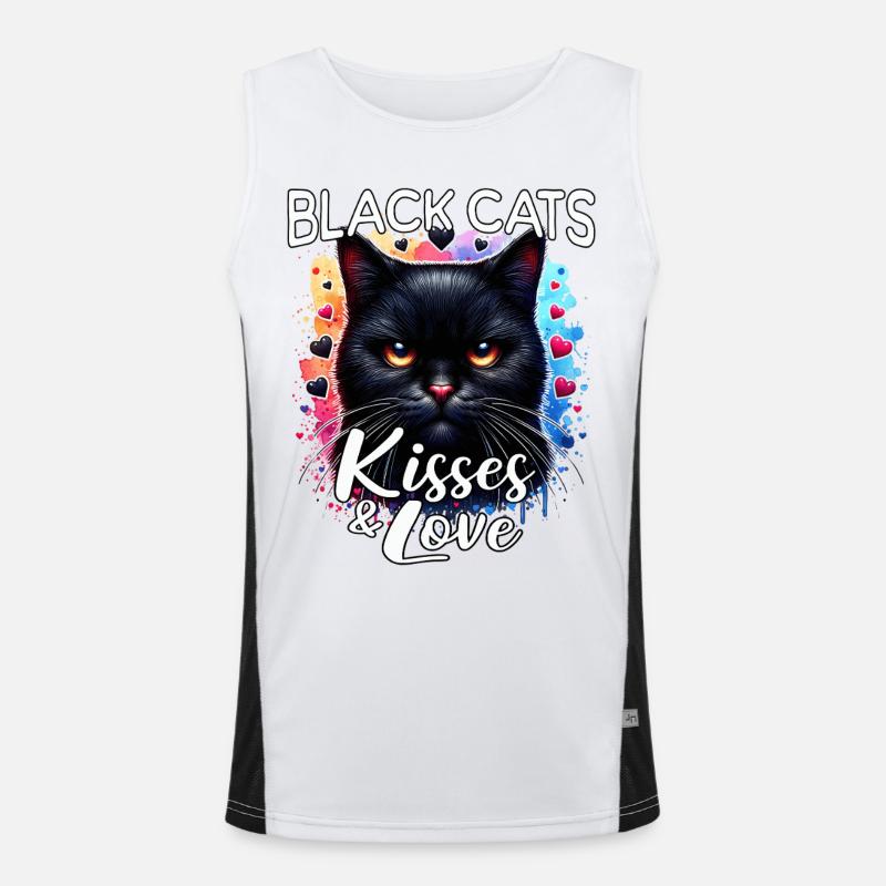 Schwarze Katze Liebe Funktionelles Kontrast-Tank Top für Männer 