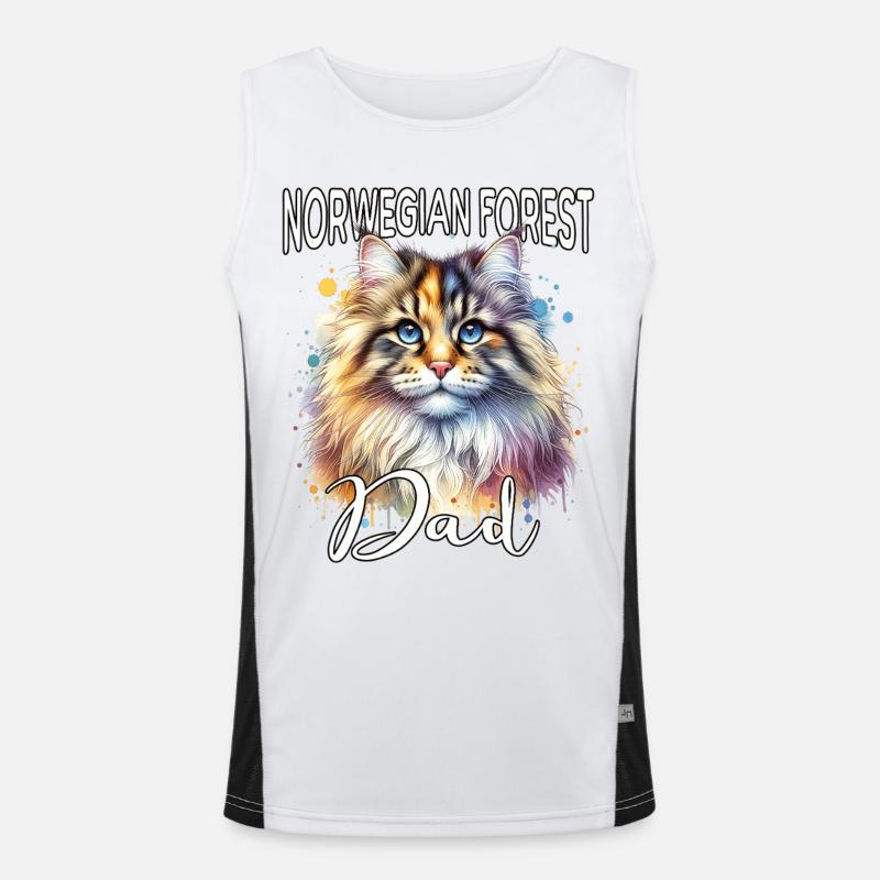 Norwegian Forest Cat Dad - Men's Functional Contrast Tank Top  - white/black