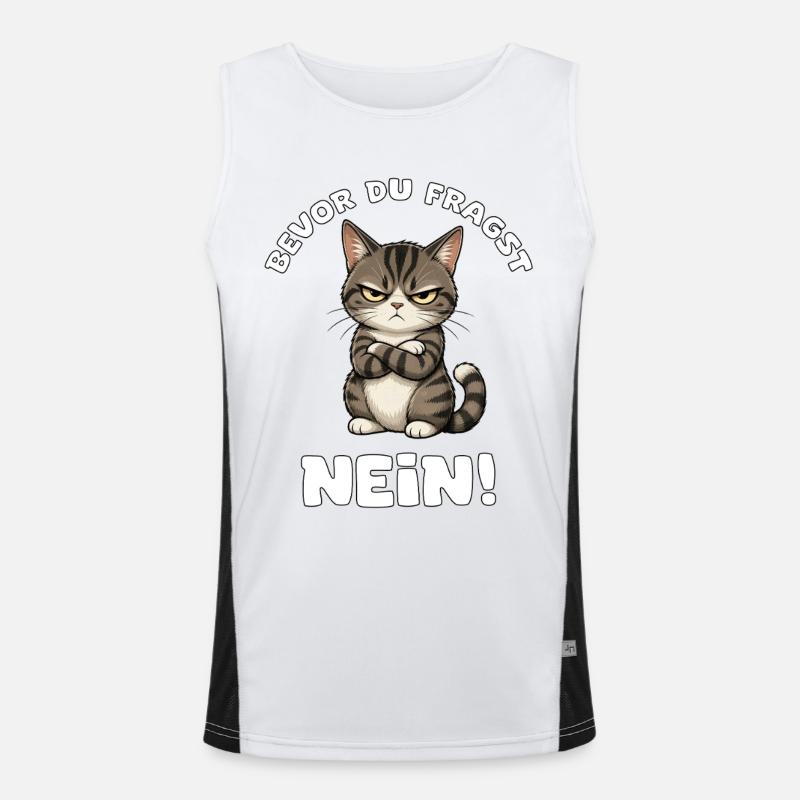 Bevor du fragst Katze Funktionelles Kontrast-Tank Top für Männer 