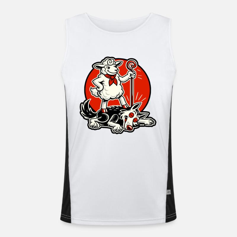 Sheep Hero With Crook Men's Functional Contrast Tank Top 