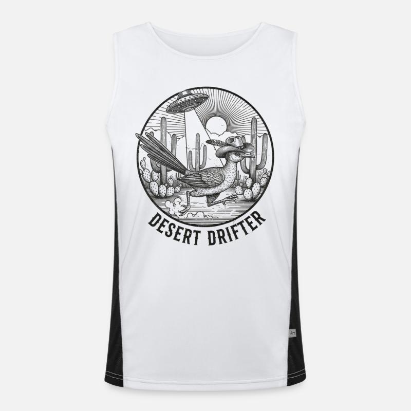 Wüste Roadrunner UFO Retro Western Desert Drifter Funktionelles Kontrast-Tank Top für Männer 