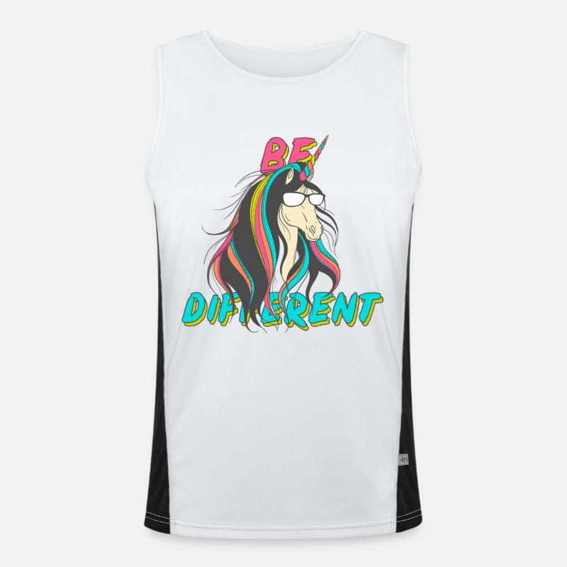 Be Different Nerd Einhorn Party Funktionelles Kontrast-Tank Top für Männer 