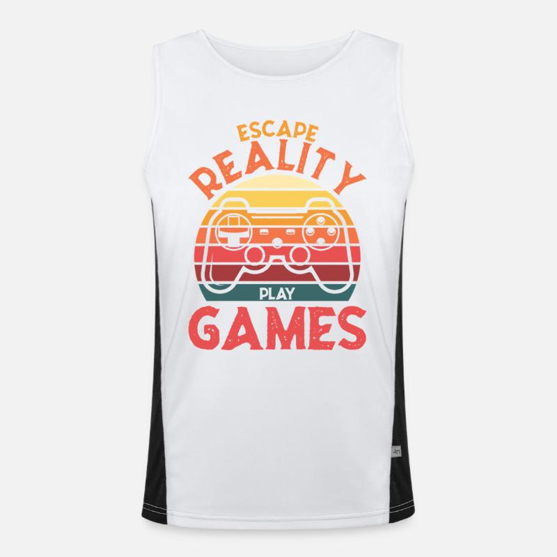 Escape Reality – Games & Play Retro Controller - Men's Functional Contrast Tank Top  - white/black