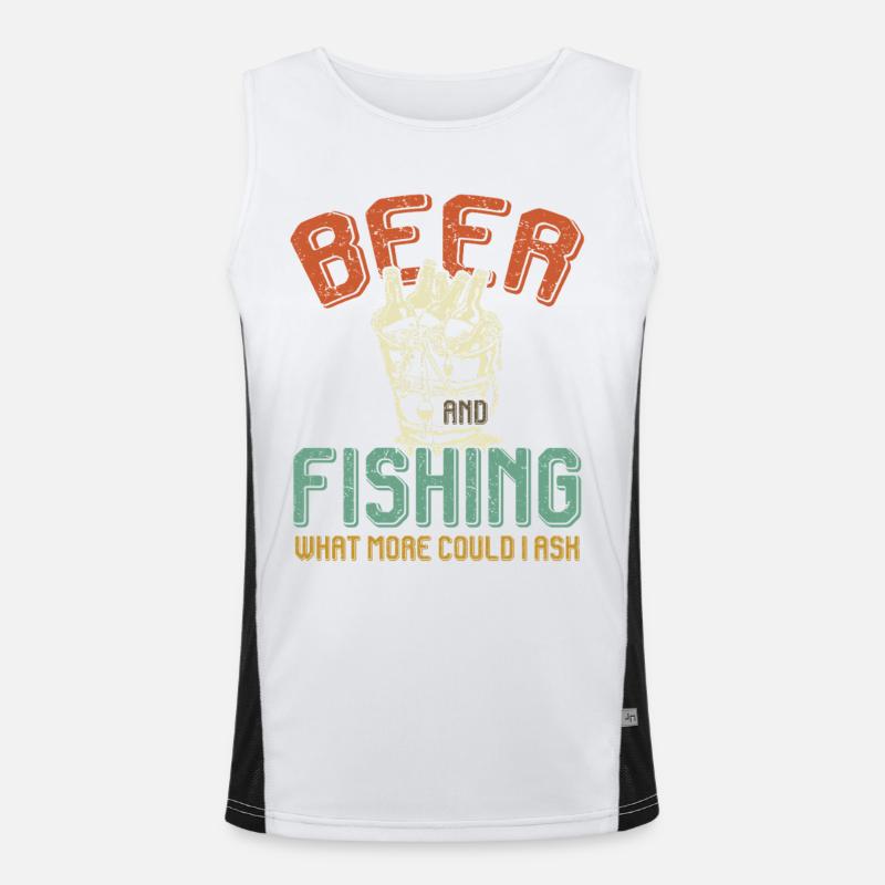 Bier & Angeln Männer Spruch Funktionelles Kontrast-Tank Top für Männer 