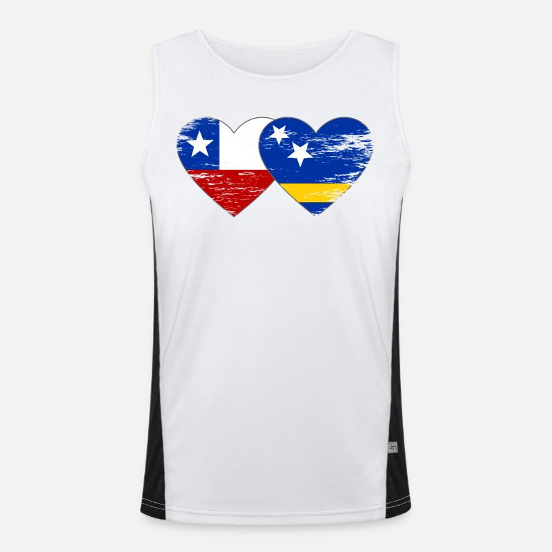 Chile_Curacao_Flagge_Herz_used Funktionelles Kontrast-Tank Top für Männer 