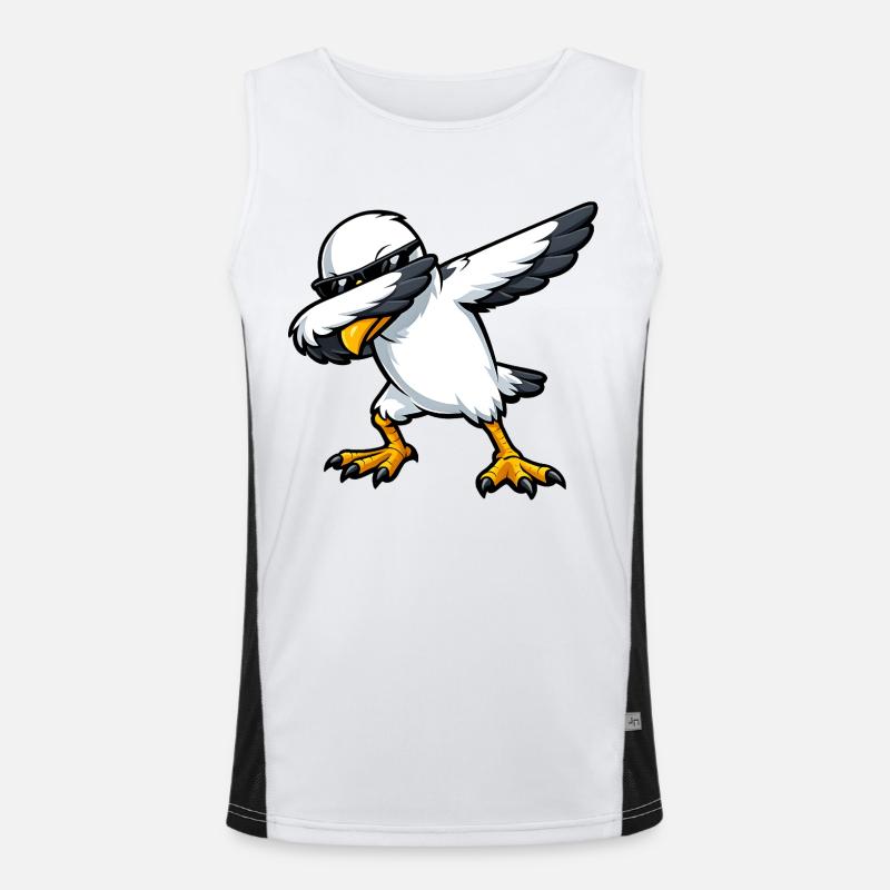 Dabbing Seagull - Men's Functional Contrast Tank Top  - white/black