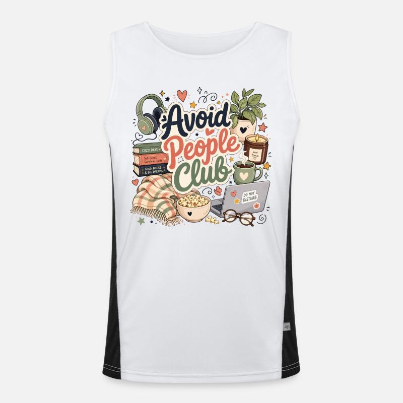 Introvertierter Humor Ruhe statt Menschen Funktionelles Kontrast-Tank Top für Männer 