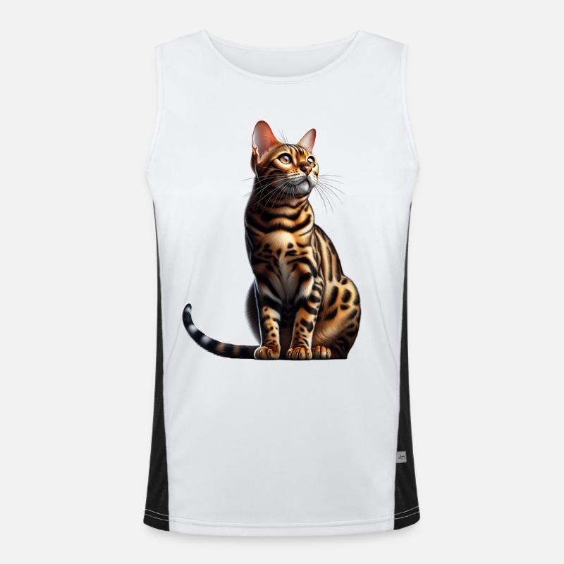 leopard cat - Men's Functional Contrast Tank Top  - white/black