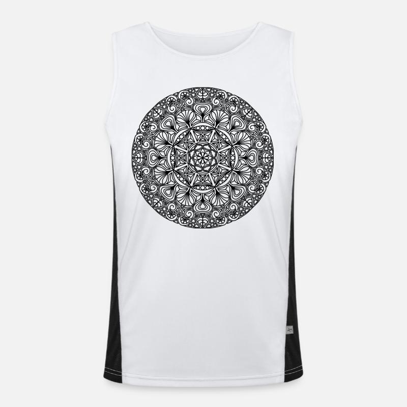 Jugendstil Mandala schwarz-weiß Funktionelles Kontrast-Tank Top für Männer 