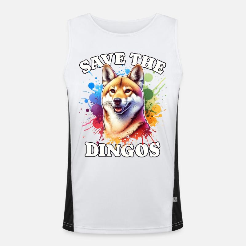 Australian Wild Dog Save Dingo - Men's Functional Contrast Tank Top  - white/black