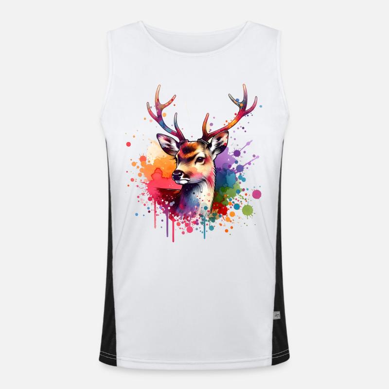 Whitetail Deer Gift - Men's Functional Contrast Tank Top  - white/black