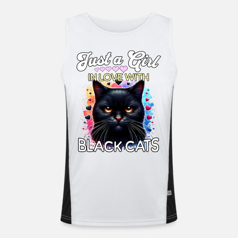 Schwarze Katze Mädchen Funktionelles Kontrast-Tank Top für Männer 