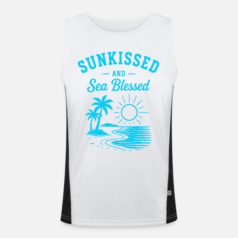 Sunkissed and Sea Summer Beach - Men's Functional Contrast Tank Top  - white/black