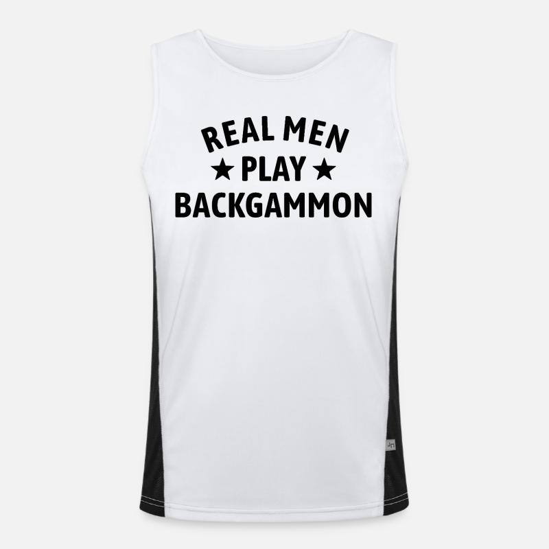 Real Men Play Backgammon | Board Game - Men's Functional Contrast Tank Top - white/black