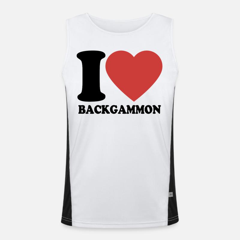 I love Backgammon | Board Game | Gift - Men's Functional Contrast Tank Top - white/black