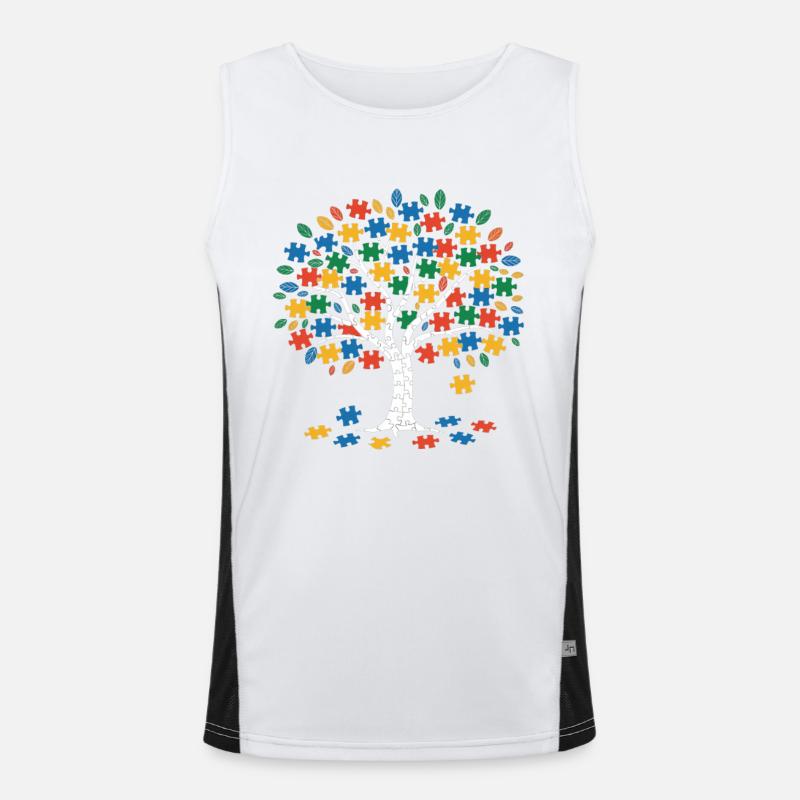 Autism - Men's Functional Contrast Tank Top  - white/black