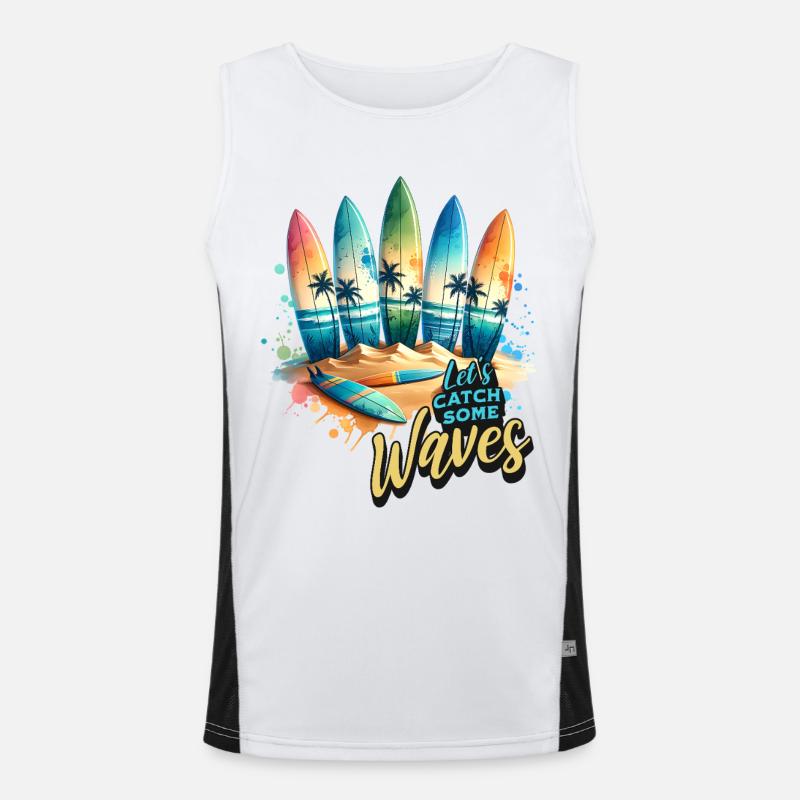 Let s Catch Some Waves Funktionelles Kontrast-Tank Top für Männer 