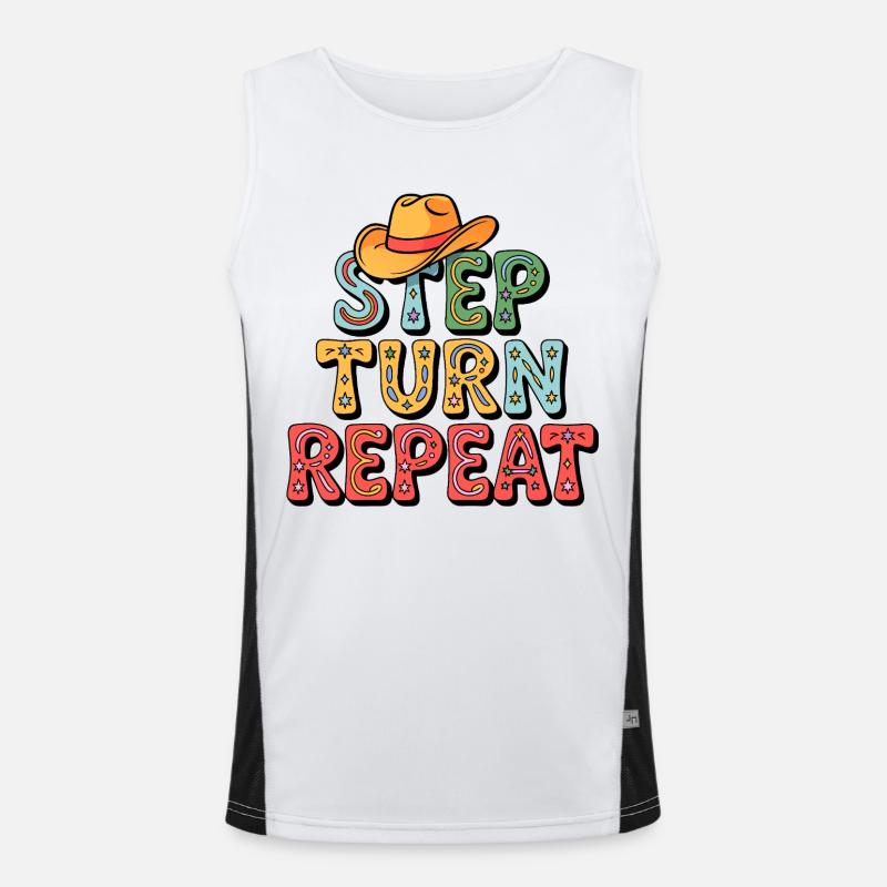 Line Dance Step Turn Repeat Funktionelles Kontrast-Tank Top für Männer 