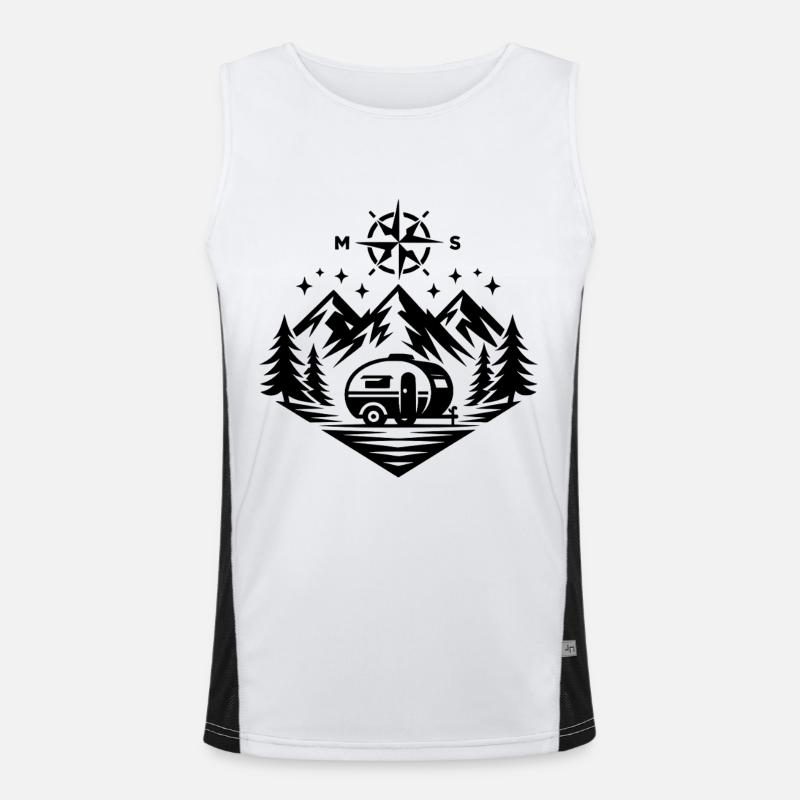 Camping Compass Mountains - Men's Functional Contrast Tank Top  - white/black