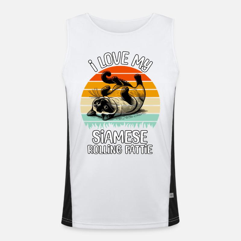 Funny Siamese Cat - Men's Functional Contrast Tank Top  - white/black