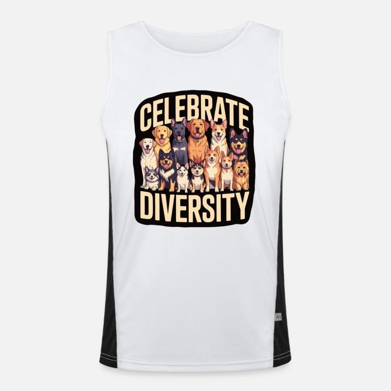 Celebrate Diversity Hunde Vielfalt Funktionelles Kontrast-Tank Top für Männer 