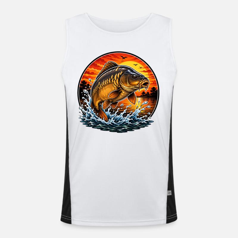 Sunset Mirror Carp Jump - Men's Functional Contrast Tank Top  - white/black