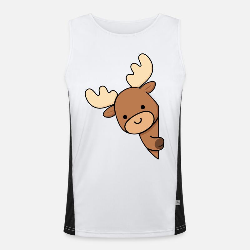 Alaskanischer Elch Elch Hirsch Niedlich, lustiger Alaska-Elch Funktionelles Kontrast-Tank Top für Männer 