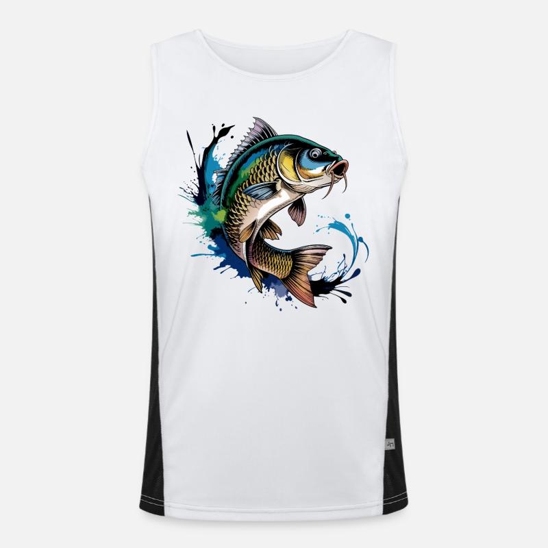 Jumping Carp - Men's Functional Contrast Tank Top  - white/black