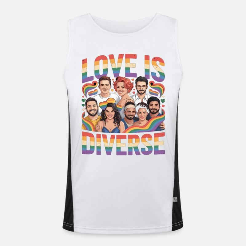 Love Is Diverse Pride Rainbow - Men's Functional Contrast Tank Top - white/black