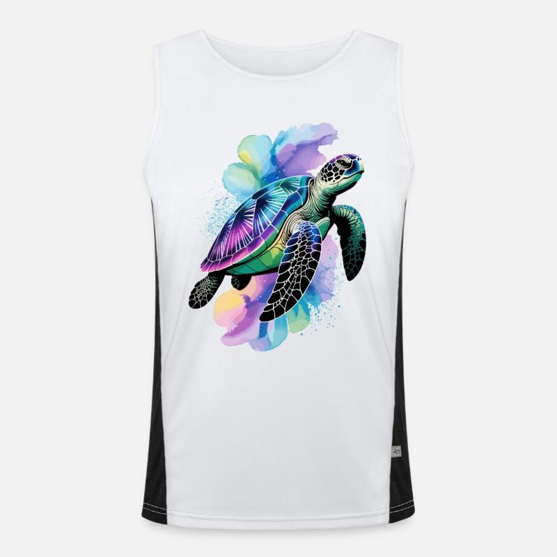 Sea turtle, turtle, water turtle - Men's Functional Contrast Tank Top  - white/black