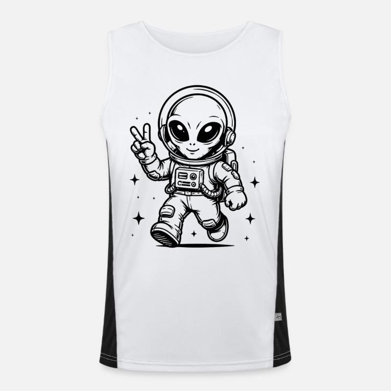Astronaut Alien Peace in Space - Men's Functional Contrast Tank Top  - white/black