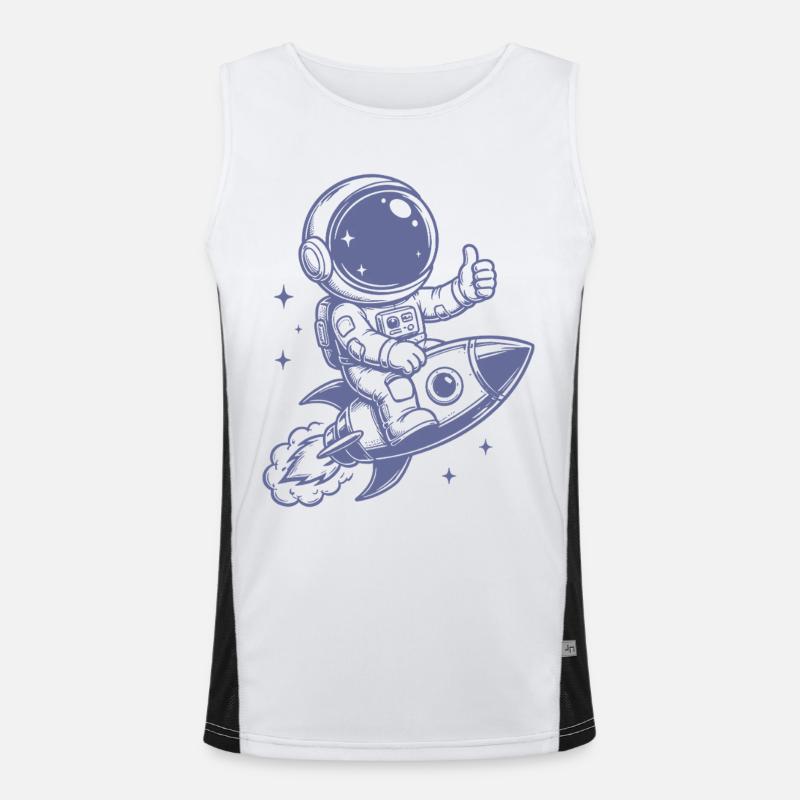 Astronaut on rocket space adventure - Men's Functional Contrast Tank Top  - white/black
