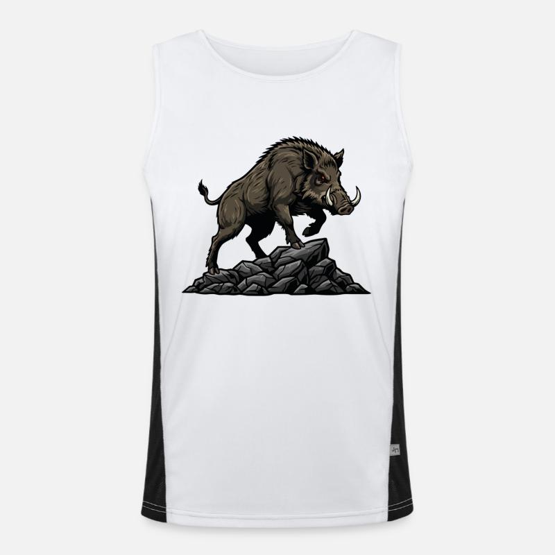 Wildschweinjagdwald Funktionelles Kontrast-Tank Top für Männer 