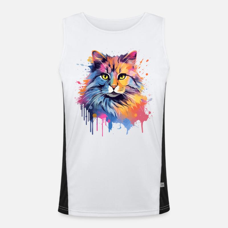 Amerikanischer Bobtail-Katzengesicht Funktionelles Kontrast-Tank Top für Männer 