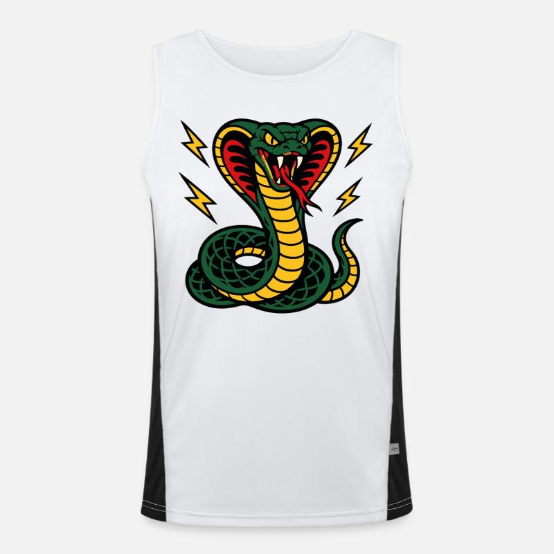 Wilde Kobra mit Tattoo-ähnlichen Blitzen Funktionelles Kontrast-Tank Top für Männer 