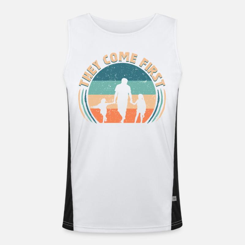 Single Dad Single Dad - Men's Functional Contrast Tank Top  - white/black