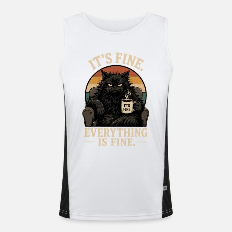 Everything is fine: hangover coffee - Men's Functional Contrast Tank Top  - white/black
