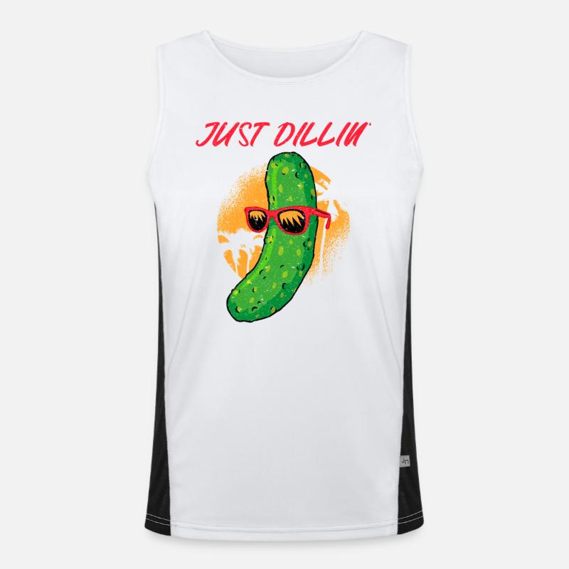 Just Dillin Coole Gurke Urlaub Chillen Vintage Funktionelles Kontrast-Tank Top für Männer 