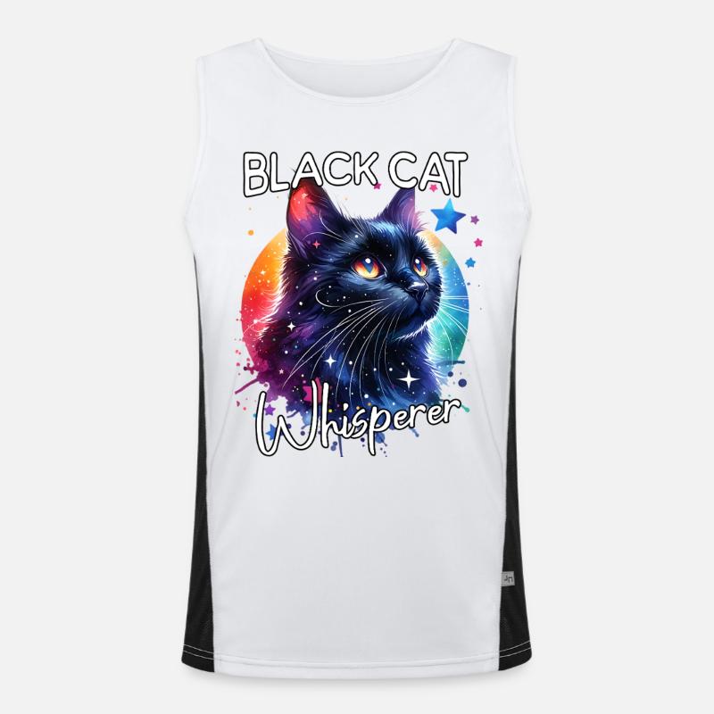 Black Cat Whisperer - Men's Functional Contrast Tank Top  - white/black