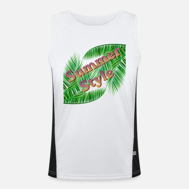 Summer style with palm trees Men's Functional Contrast Tank Top 