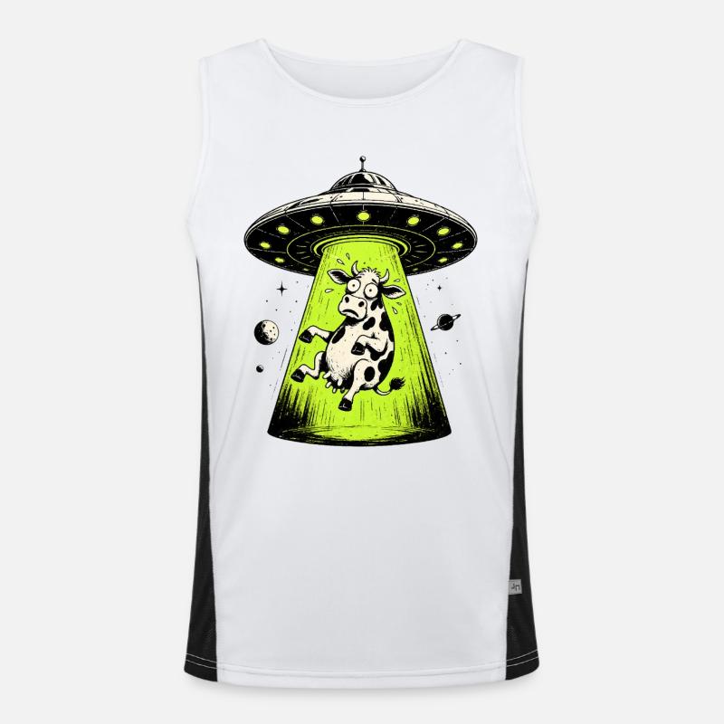 Alien Kuh Entführung Weirdcore Surreal Funktionelles Kontrast-Tank Top für Männer 