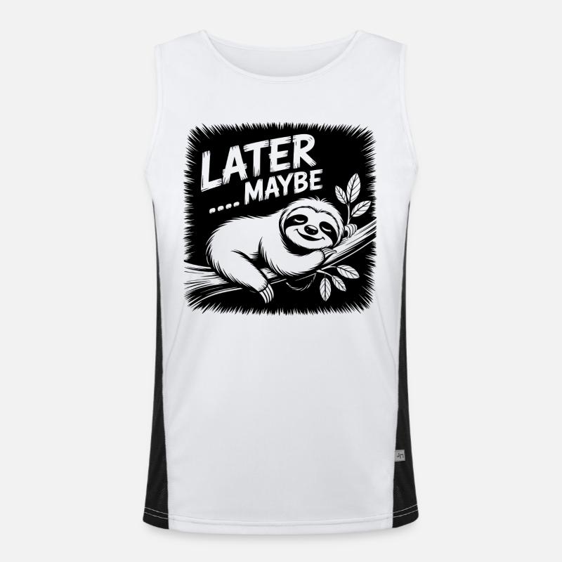 Funny sloth - maybe later - Men's Functional Contrast Tank Top - white/black