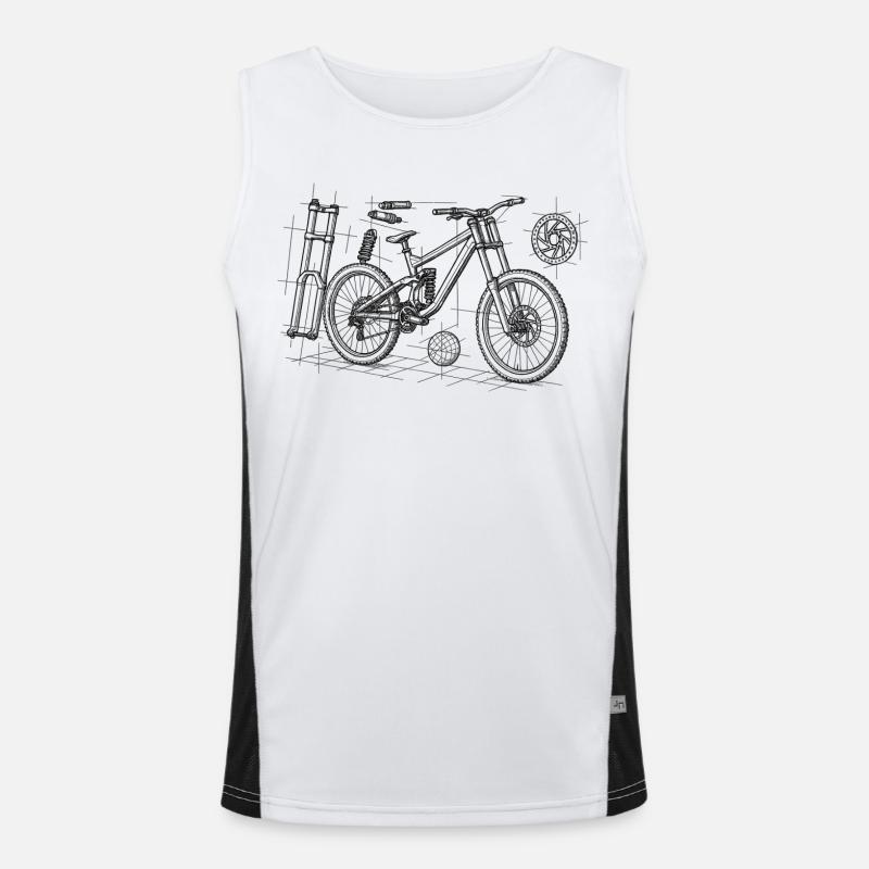 DH Bike Exploded Drawing - Geometry Sketch Men's Functional Contrast Tank Top 