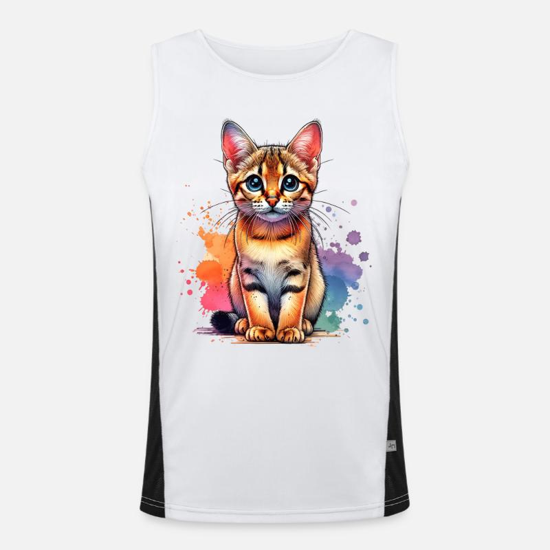 Savannah Cat Gift - Men's Functional Contrast Tank Top  - white/black