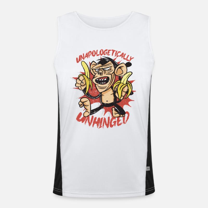Monkey Day Day Unapologetically Unhinged - Men's Functional Contrast Tank Top  - white/black
