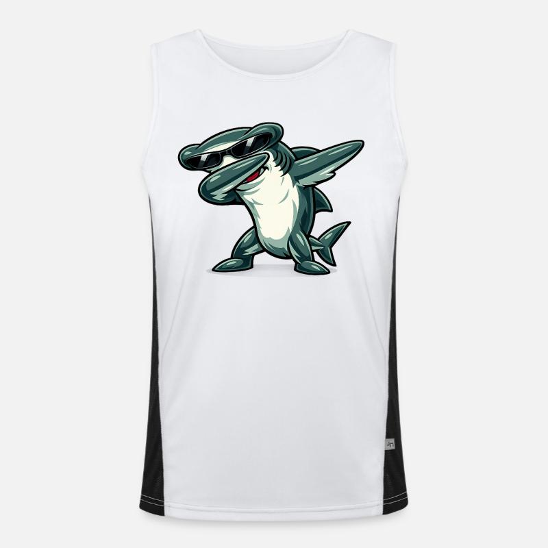 Dabbing Hammerhai Funktionelles Kontrast-Tank Top für Männer 