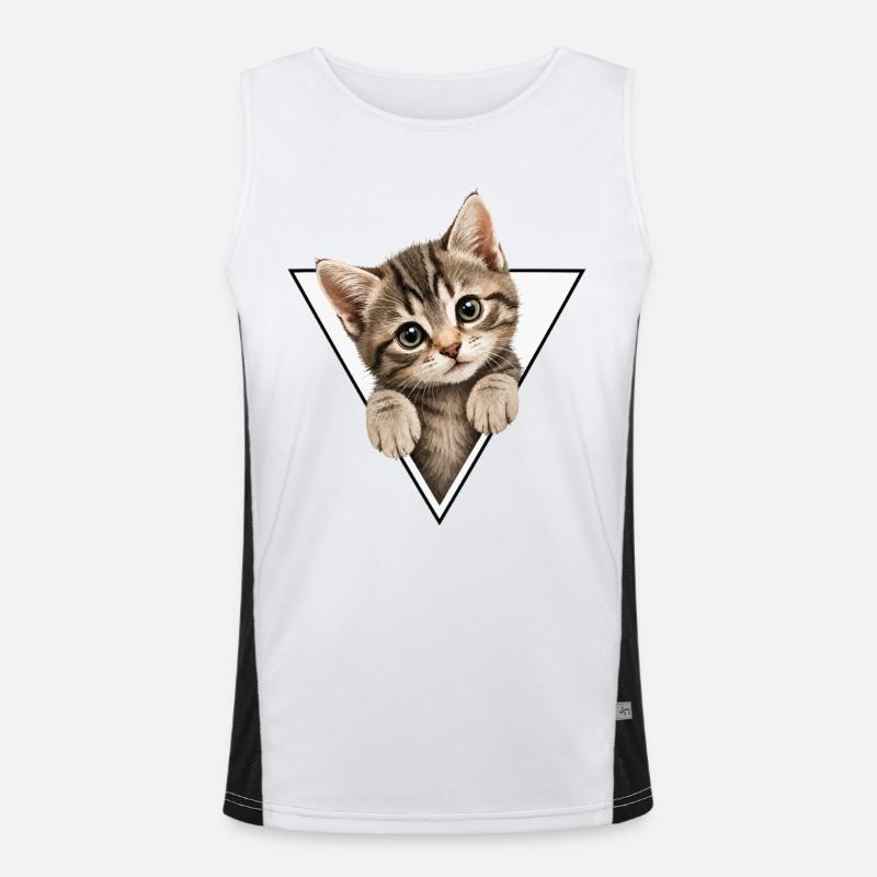 Kitten in the triangle - Men's Functional Contrast Tank Top  - white/black