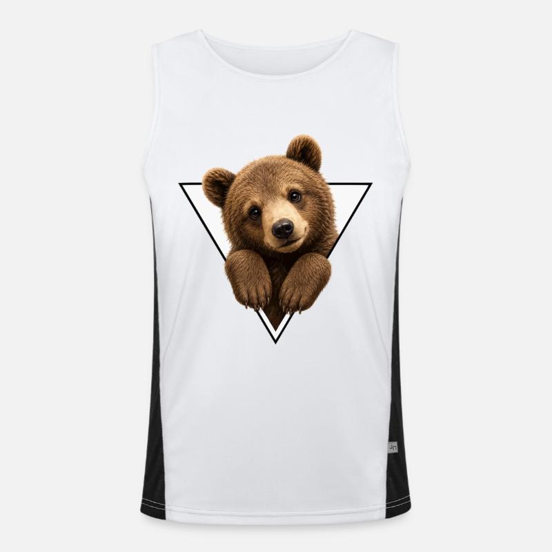 Bear cub in triangle - Men's Functional Contrast Tank Top - white/black