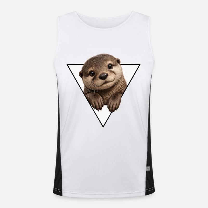 Otter View in Triangle - Men's Functional Contrast Tank Top - white/black