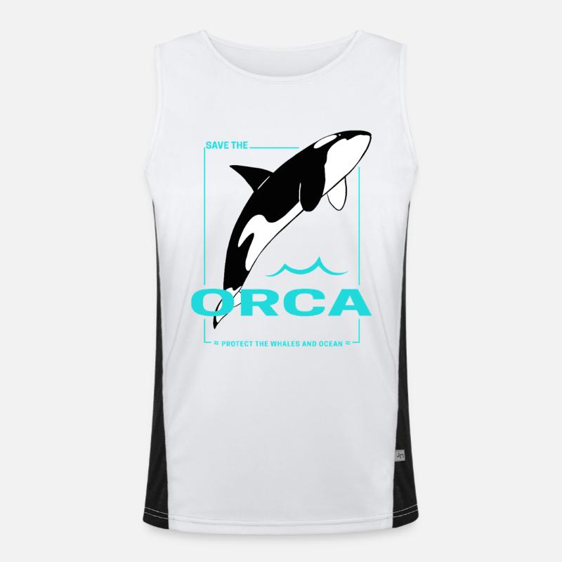 Orca protège les baleines et le design des épaulards marins Débardeur respirant contrasté Homme 
